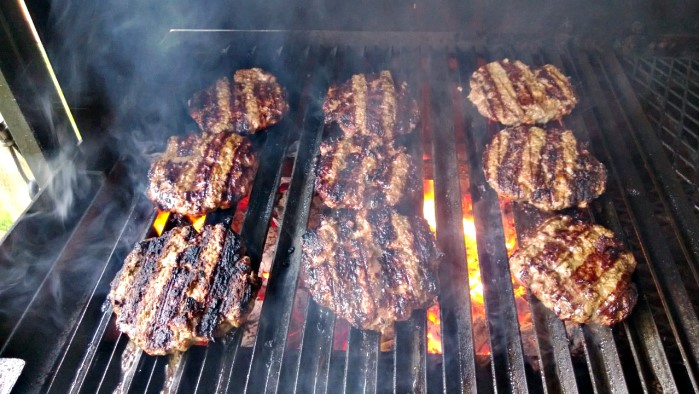 Burgers grilled on the Scottsdale Wodd Fired Santa Maria style Grill.