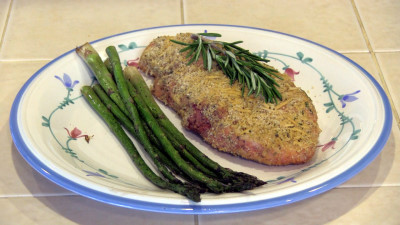 SmokingPit.com - Parmesan Encrusted Pork Loin Chops with fresh rosemary. Slow cooked on a Yoder YS640 Pellet cooker. The money shot!