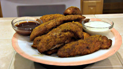 SmokingPit.com - Spicy Parmesan Chicken Tenders slow cooker on a Yoder YS640 Pellet cooker - The money shot!